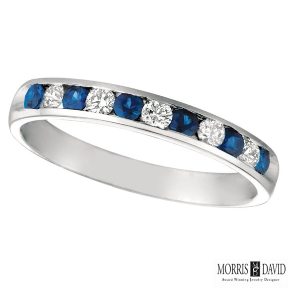 Morris & David Jewelry - 0.55 Carat Natural Diamond & Sapphire Ring